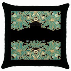 Black,green,gold,art Nouveau,floral,pattern Throw Pillow Case (black) by NouveauDesign