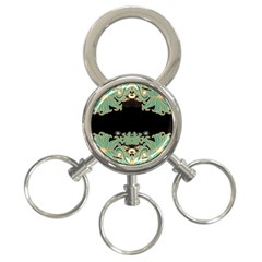 Black,green,gold,art Nouveau,floral,pattern 3-ring Key Chains by NouveauDesign