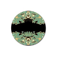 Black,green,gold,art Nouveau,floral,pattern Magnet 3  (round)