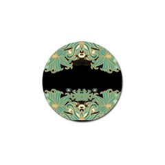 Black,green,gold,art Nouveau,floral,pattern Golf Ball Marker by NouveauDesign