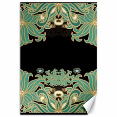 Black,green,gold,art Nouveau,floral,pattern Canvas 12  X 18   by NouveauDesign