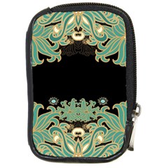 Black,green,gold,art Nouveau,floral,pattern Compact Camera Cases by NouveauDesign