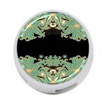 black,green,gold,art nouveau,floral,pattern 4-Port USB Hub (Two Sides)  Front