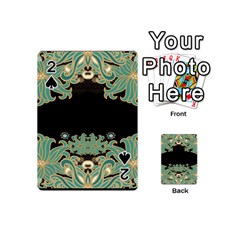 Black,green,gold,art Nouveau,floral,pattern Playing Cards 54 (mini)  by NouveauDesign