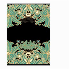 Black,green,gold,art Nouveau,floral,pattern Small Garden Flag (two Sides) by NouveauDesign