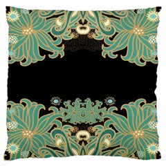 Black,green,gold,art Nouveau,floral,pattern Large Cushion Case (two Sides) by NouveauDesign