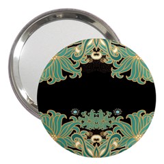 Black,green,gold,art Nouveau,floral,pattern 3  Handbag Mirrors by NouveauDesign