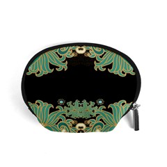 Black,green,gold,art Nouveau,floral,pattern Accessory Pouches (small)  by NouveauDesign