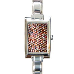 Mosaic Pattern Quilt Pattern Rectangle Italian Charm Watch by paulaoliveiradesign