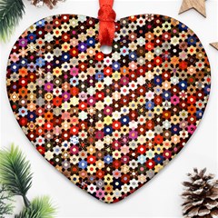 Mosaic Pattern Quilt Pattern Ornament (heart)