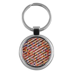 Mosaic Pattern Quilt Pattern Key Chain (round) by paulaoliveiradesign