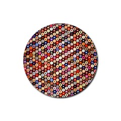 Mosaic Pattern Quilt Pattern Rubber Coaster (round) by paulaoliveiradesign