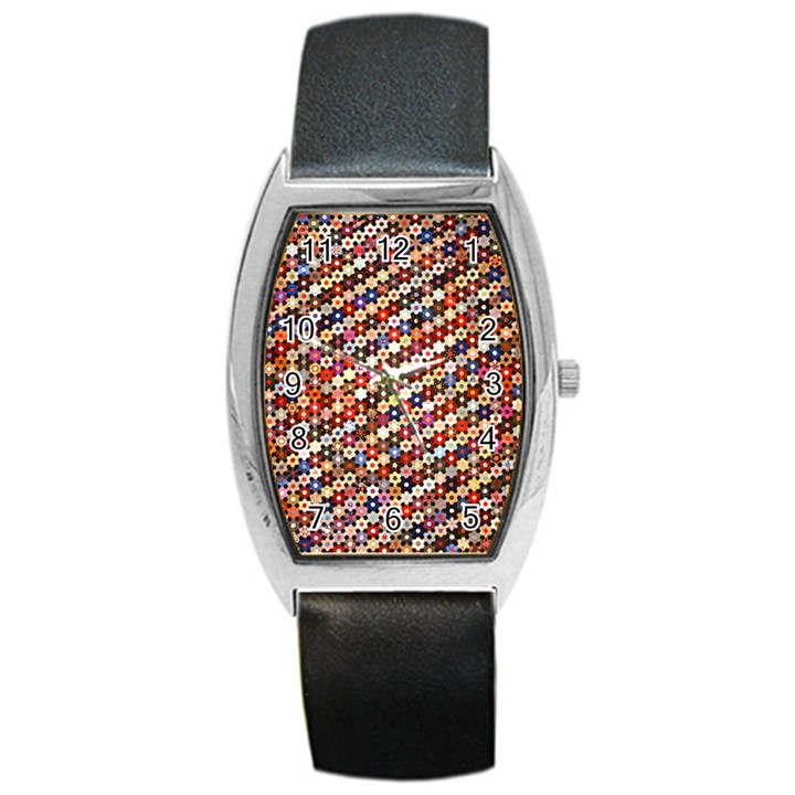 mosaic pattern quilt pattern Barrel Style Metal Watch