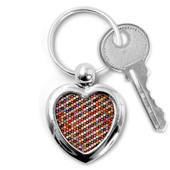 Mosaic Pattern Quilt Pattern Key Chain (heart) by paulaoliveiradesign