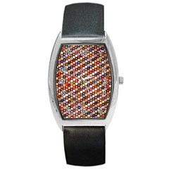 Mosaic Pattern Quilt Pattern Barrel Style Metal Watch by paulaoliveiradesign