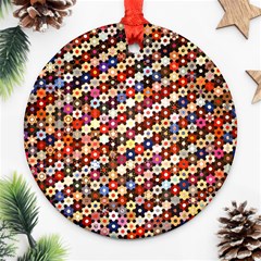 Mosaic Pattern Quilt Pattern Round Ornament (two Sides)