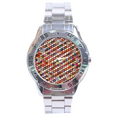 Mosaic Pattern Quilt Pattern Stainless Steel Analogue Watch by paulaoliveiradesign