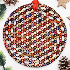 Mosaic Pattern Quilt Pattern Round Filigree Ornament (two Sides)