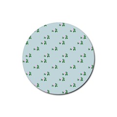 Pink Flowers Blue Big Rubber Coaster (round)  by snowwhitegirl