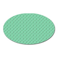 Pink Flowers Green Oval Magnet