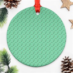 Pink Flowers Green Round Ornament (two Sides)