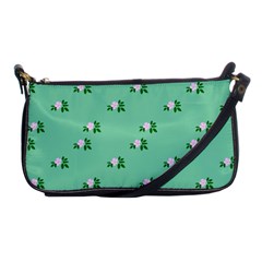 Pink Flowers Green Big Shoulder Clutch Bags