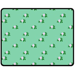 Pink Flowers Green Big Double Sided Fleece Blanket (medium)  by snowwhitegirl