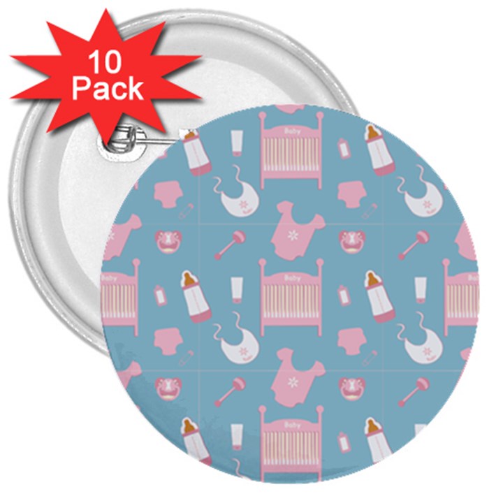 baby pattern 3  Buttons (10 pack) 