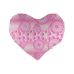 Amoebaflowerspink Standard 16  Premium Flano Heart Shape Cushions