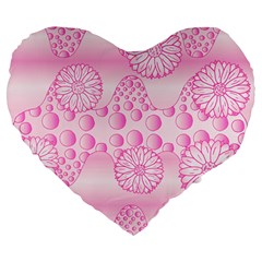 Amoebaflowerspink Large 19  Premium Flano Heart Shape Cushions