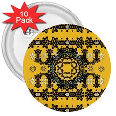 Ornate Circulate Is Festive In A Flower Wreath Decorative 3  Buttons (10 Pack)  by pepitasart