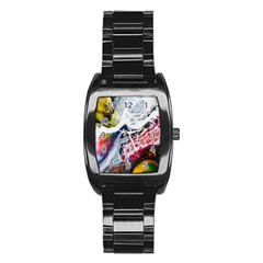 Abstract Art Detail Painting Stainless Steel Barrel Watch by Nexatart