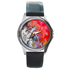 Art Abstract Macro Round Metal Watch by Nexatart