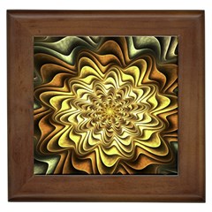 Fractal Flower Petals Gold Framed Tiles by Nexatart