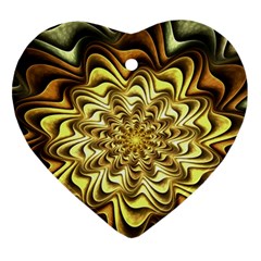 Fractal Flower Petals Gold Ornament (heart) by Nexatart