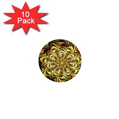 Fractal Flower Petals Gold 1  Mini Magnet (10 Pack)  by Nexatart