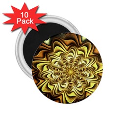 Fractal Flower Petals Gold 2 25  Magnets (10 Pack)  by Nexatart