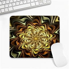 Fractal Flower Petals Gold Large Mousepads by Nexatart