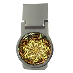 Fractal Flower Petals Gold Money Clips (round)  by Nexatart