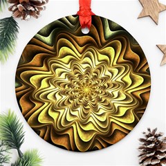 Fractal Flower Petals Gold Round Ornament (two Sides) by Nexatart