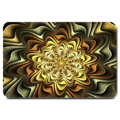 Fractal Flower Petals Gold Large Doormat  by Nexatart