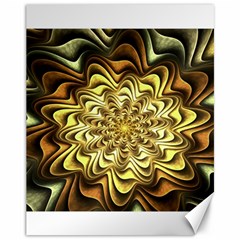 Fractal Flower Petals Gold Canvas 11  X 14   by Nexatart