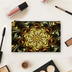 Fractal Flower Petals Gold Cosmetic Bag (medium)  by Nexatart