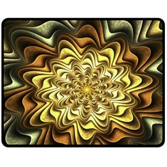 Fractal Flower Petals Gold Fleece Blanket (medium)  by Nexatart