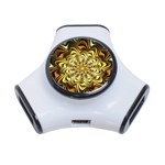 Fractal Flower Petals Gold 3-Port USB Hub Front