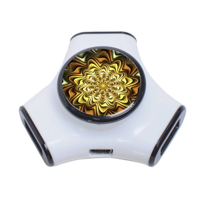 Fractal Flower Petals Gold 3-Port USB Hub