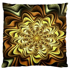 Fractal Flower Petals Gold Large Cushion Case (one Side) by Nexatart