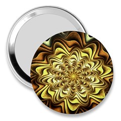 Fractal Flower Petals Gold 3  Handbag Mirrors by Nexatart