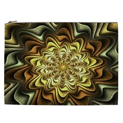 Fractal Flower Petals Gold Cosmetic Bag (xxl)  by Nexatart