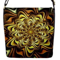 Fractal Flower Petals Gold Flap Messenger Bag (s) by Nexatart